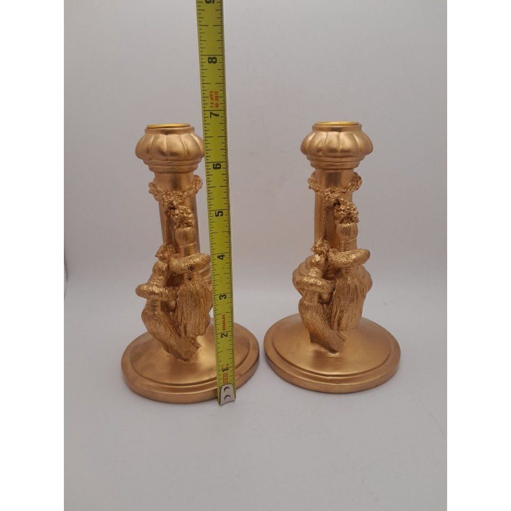 VTG Nancy Jacobsen Wedding Tassel Candles Gold Pair 1996 - Picture 11 of 11